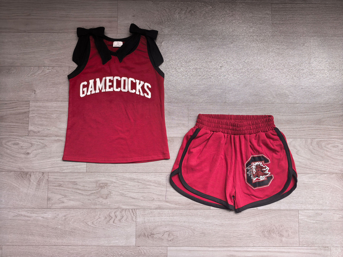 Gamecocks team design cooton vinyl top matching shorts girls summer outfit preorder