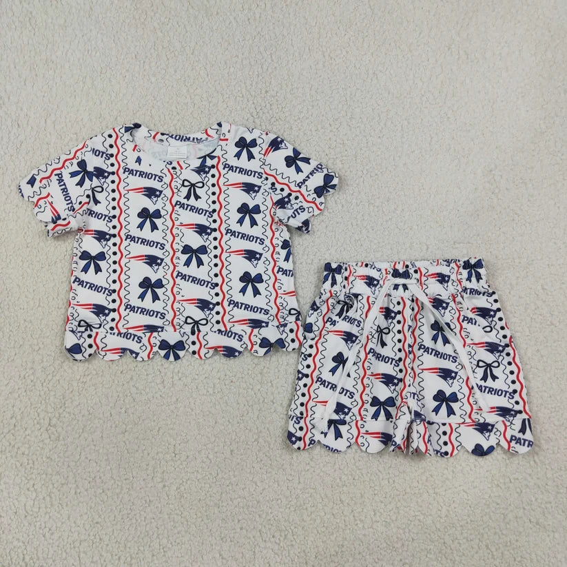 Ram print short sleeve top matching shorts girls summer outfit