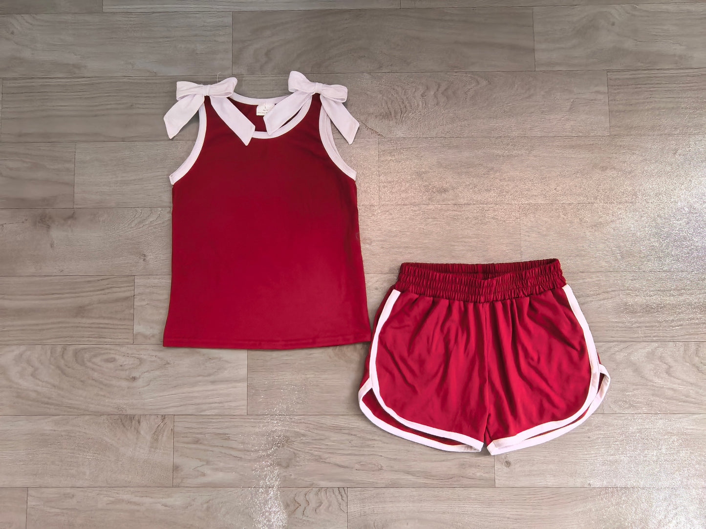 Maroon color cotton top matching shorts girls summer outfit preorder