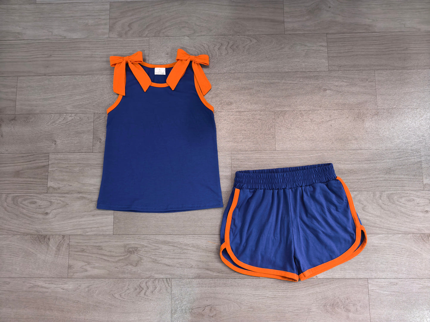 Navy cotton top matching shorts girls summer outfit preorder
