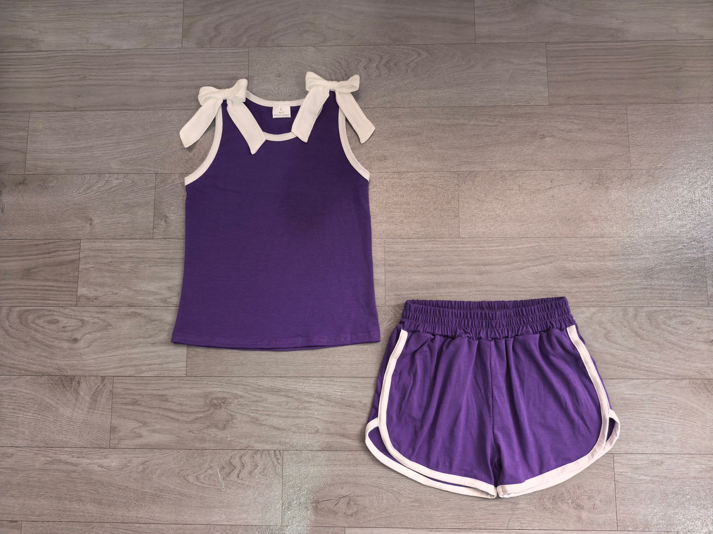 Lavender cotton top matching shorts girls summer outfit preorder