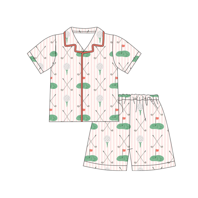 Golf print girls short sleeve top shorts set outfit preorder