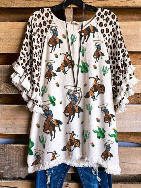 Adult women cowboy cactus western short sleeve t-shirt preorder