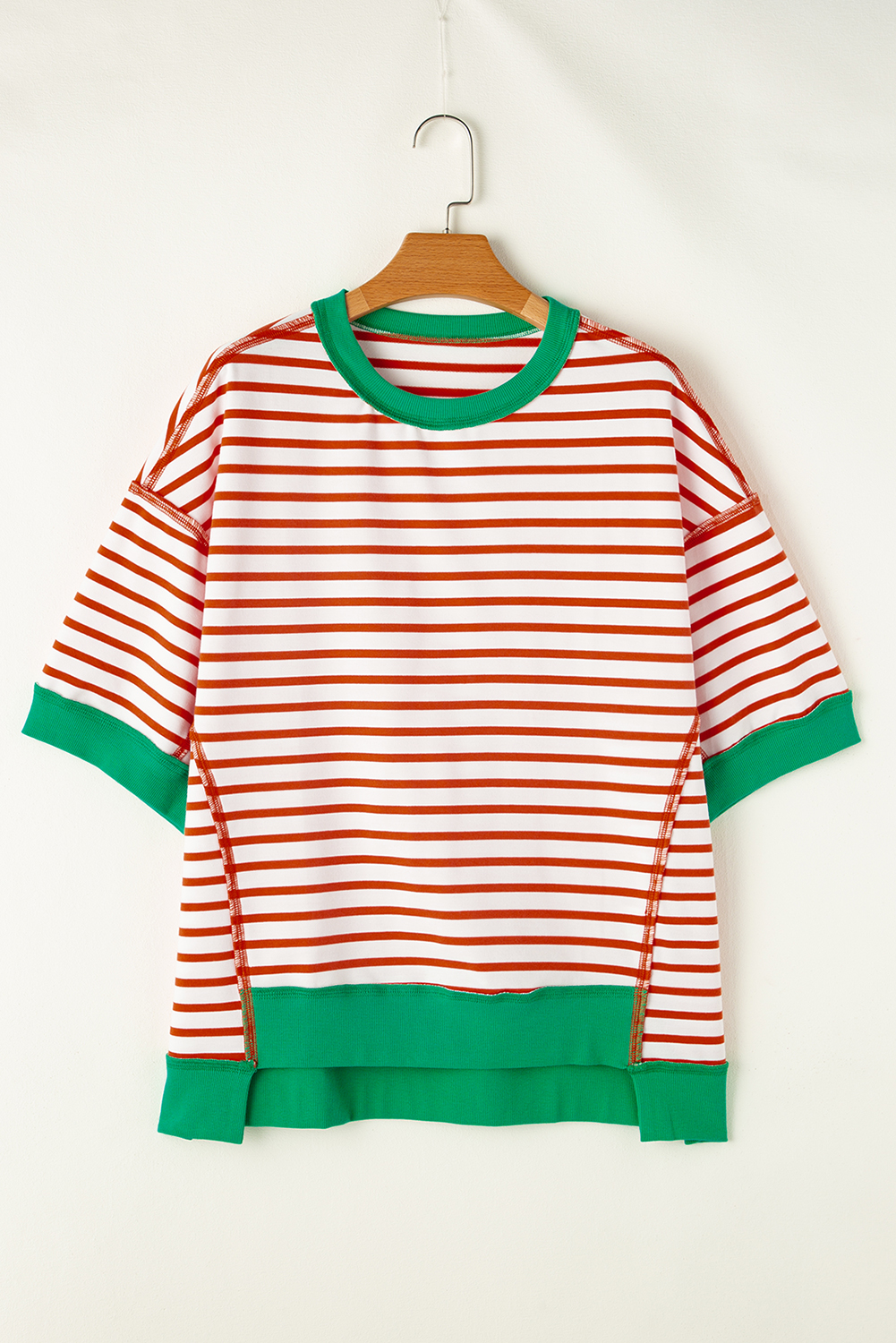 Adult women red green stripes top preorder