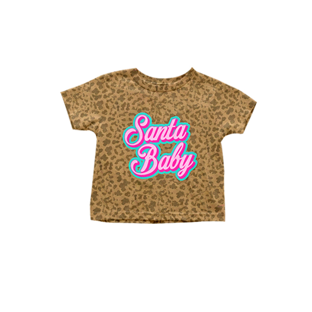 Christmas Santa Cheetah Short Sleeve Top Preorder