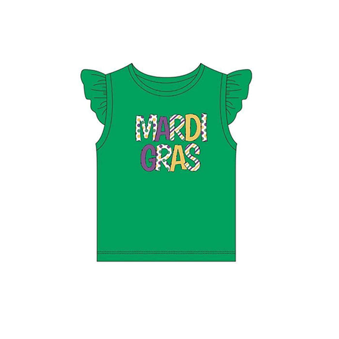 Mardi Gras flutter sleeve green t-shirt top preorder