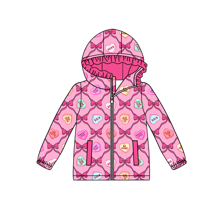Baby girls Valentines heart print hot pink Hoodie Preorder