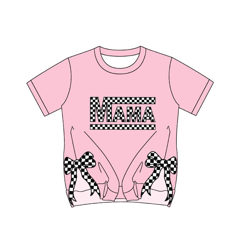 Adult women Mamas letter black checkered long sleeve top preorder