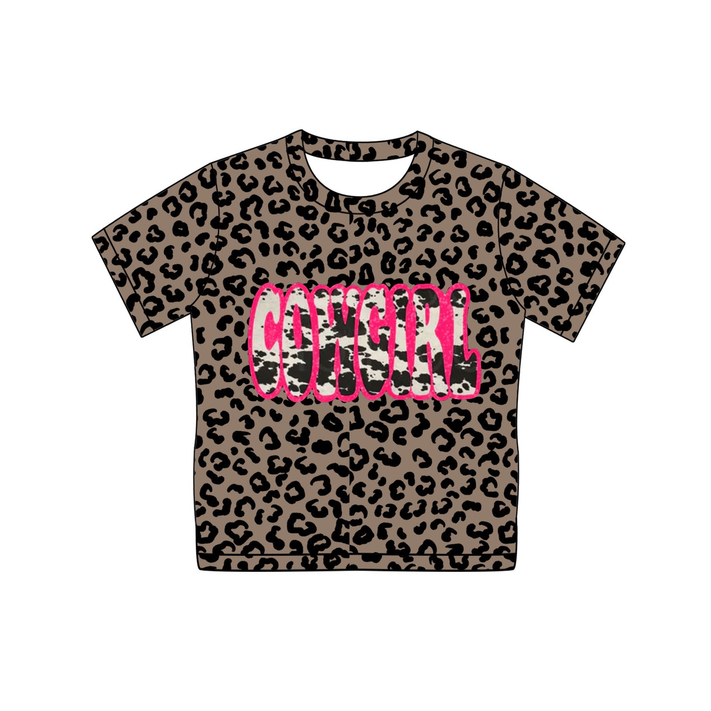 Western cowgirl cheetah short sleeve t-shirt top preorder