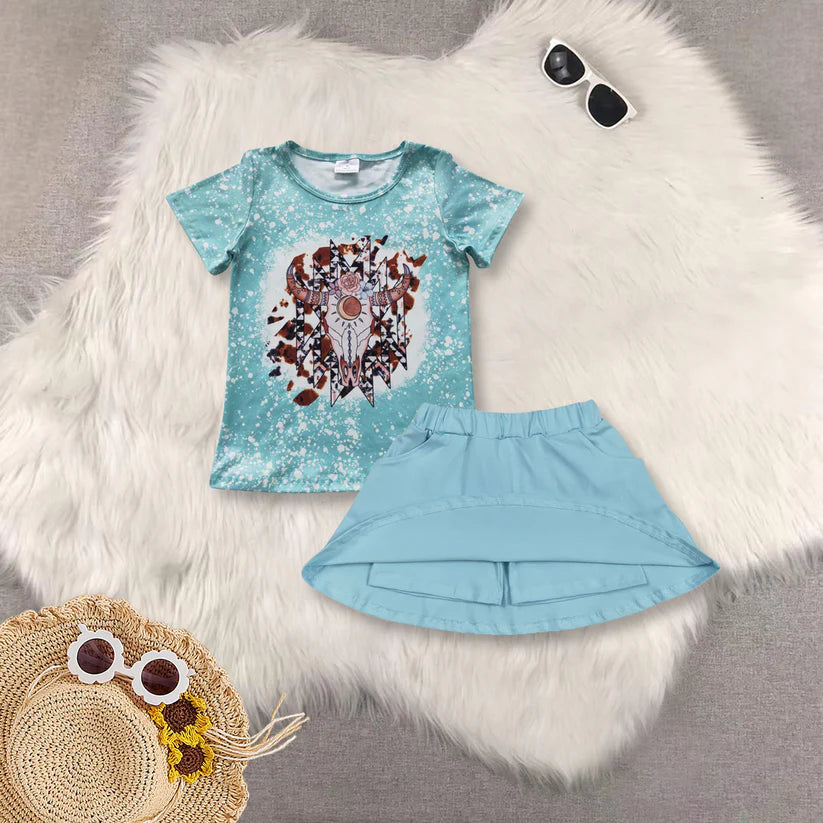 Cow shirt matching skirt summer clothes GT0238+GLK0065