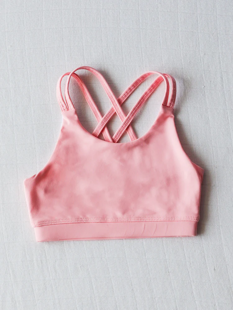 Baby Girls Pink Active Wear Strappy Yoga Crop Top Preorder