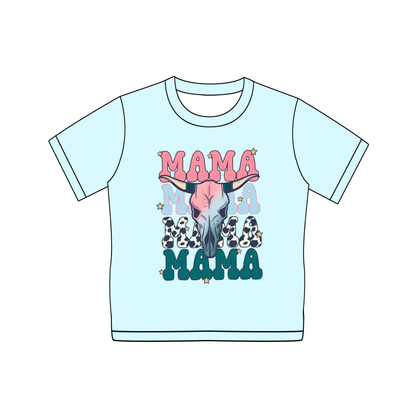 Adult women Mama letter short sleeve western t-shirt top preorder