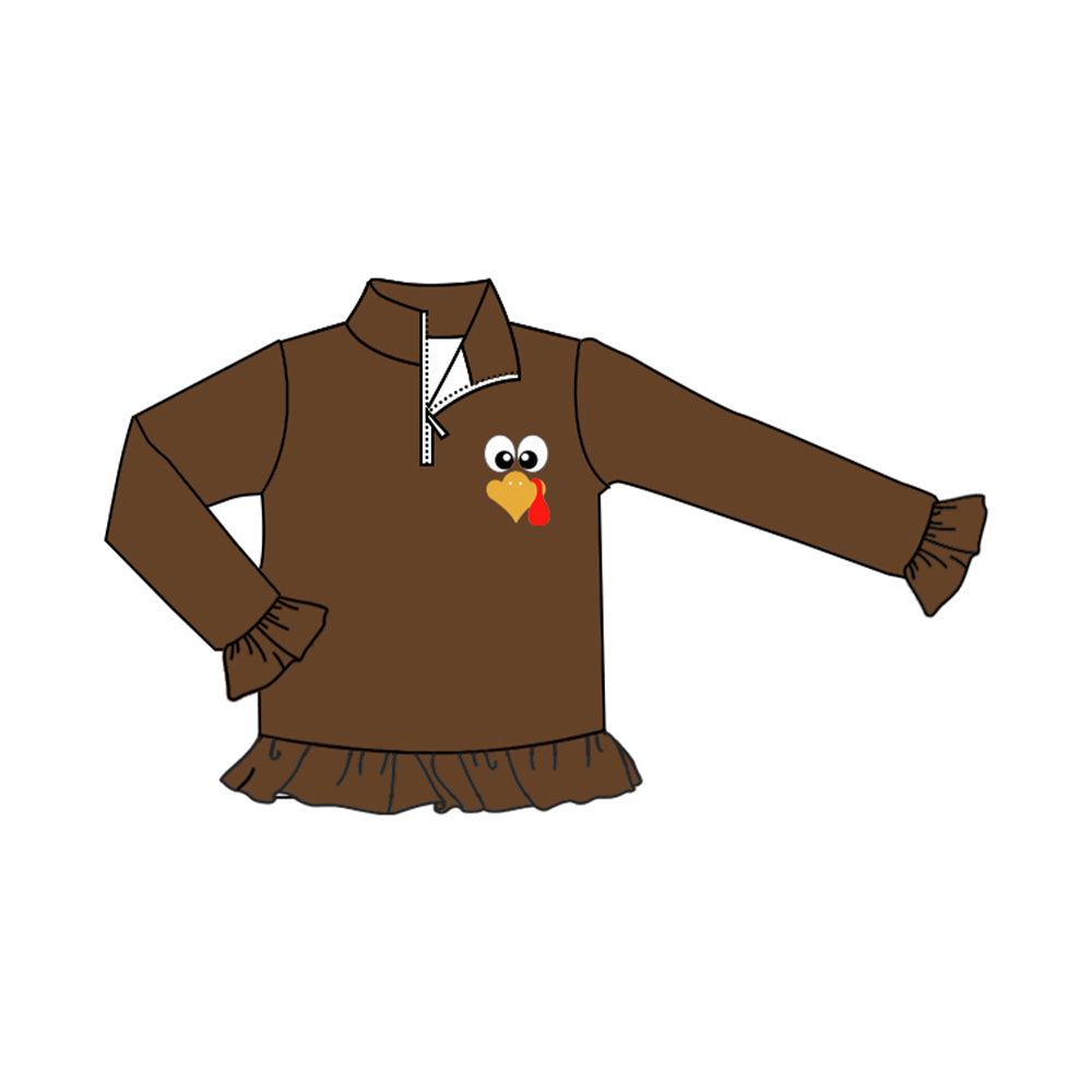 Baby girls Thanksgiving turkey Long Sleeve Pullover Top Preorder