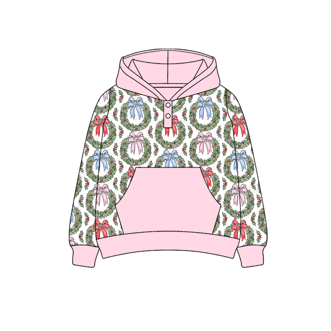 Christmas holly berry girls long sleeve hoodie top preorder
