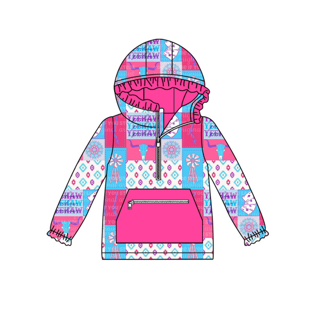 Baby girls western cow design long sleeve hoodie top preorder