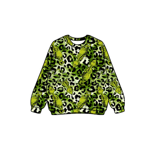 Christmas green face leopard long sleeve t-shirt top preorder
