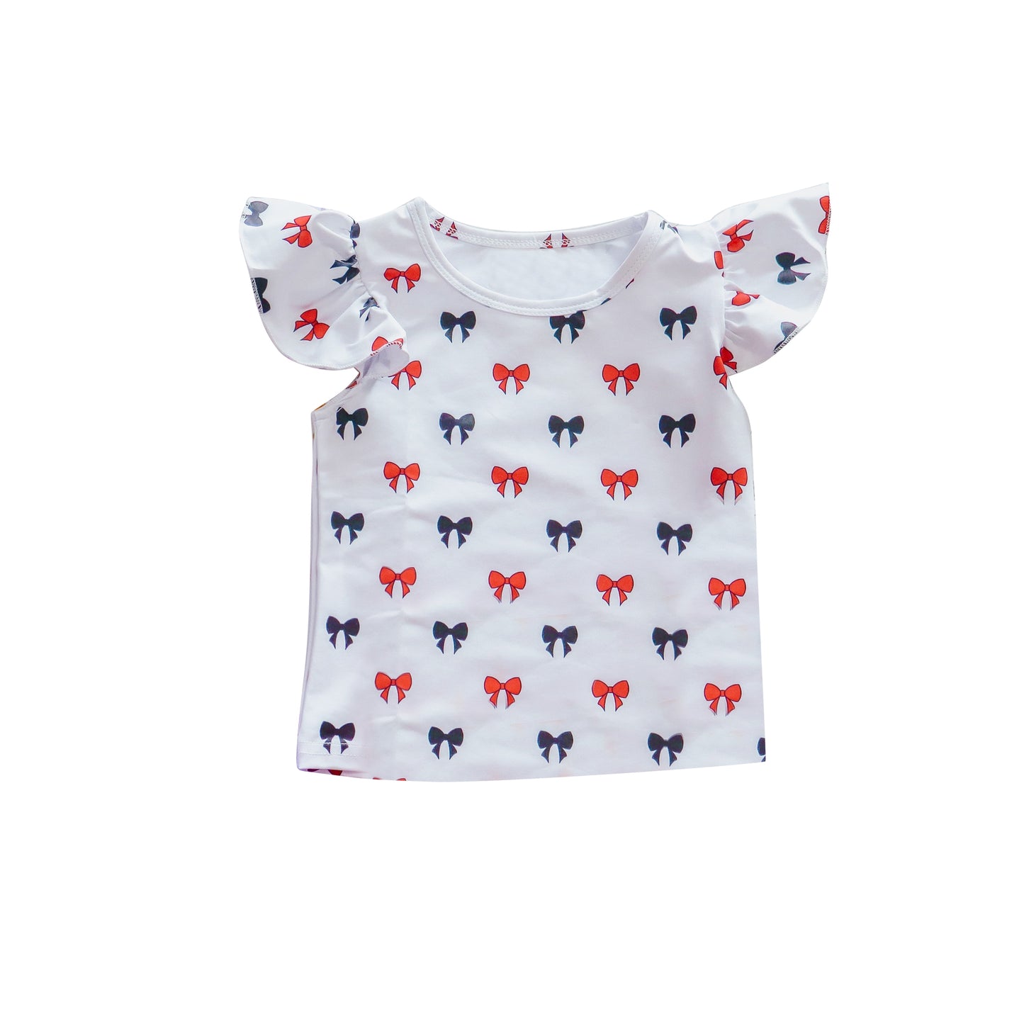 Girl short sleeve red black bow t-shirt top preorder