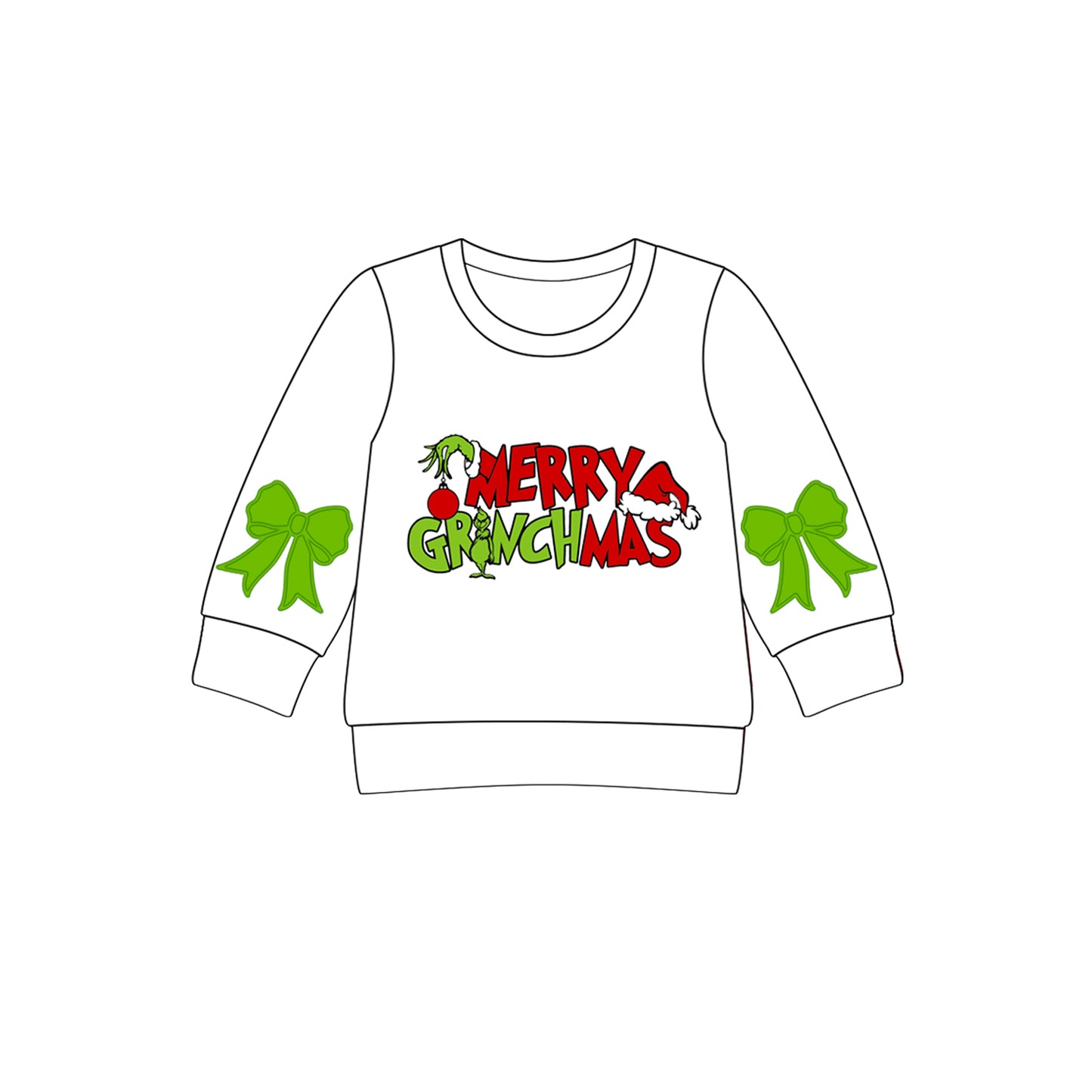 Girls kids long sleeve Merry Green Face Christmas t-shirt preorder