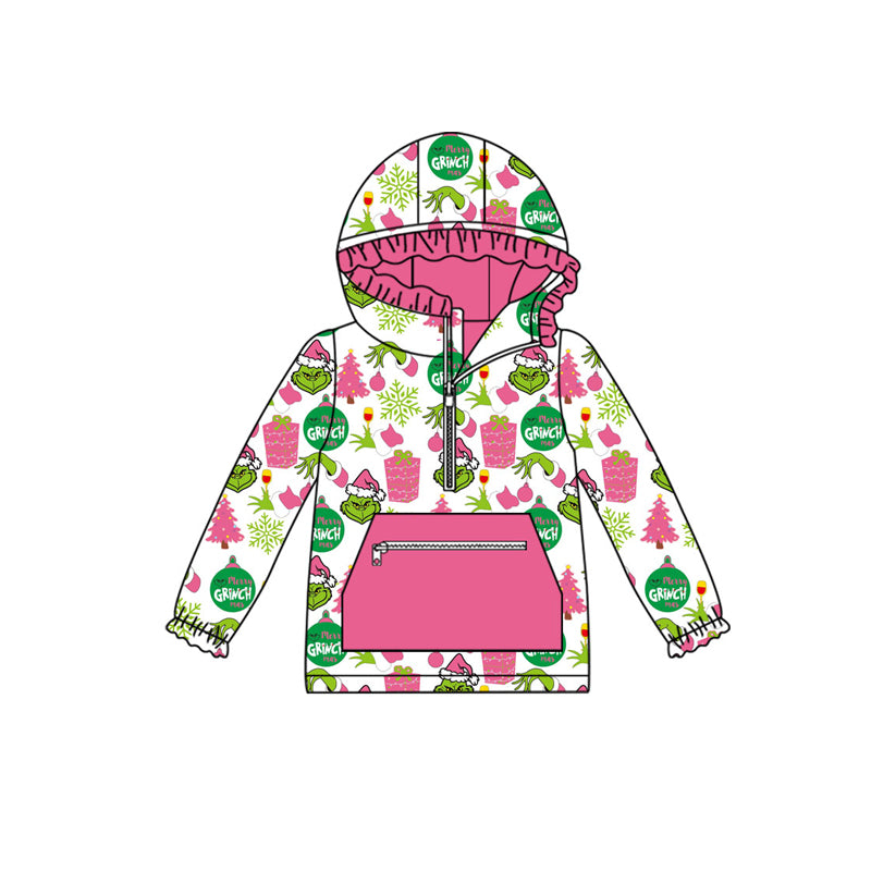 Kids long sleeve Christmas green face hoodie top t-shirt preorder