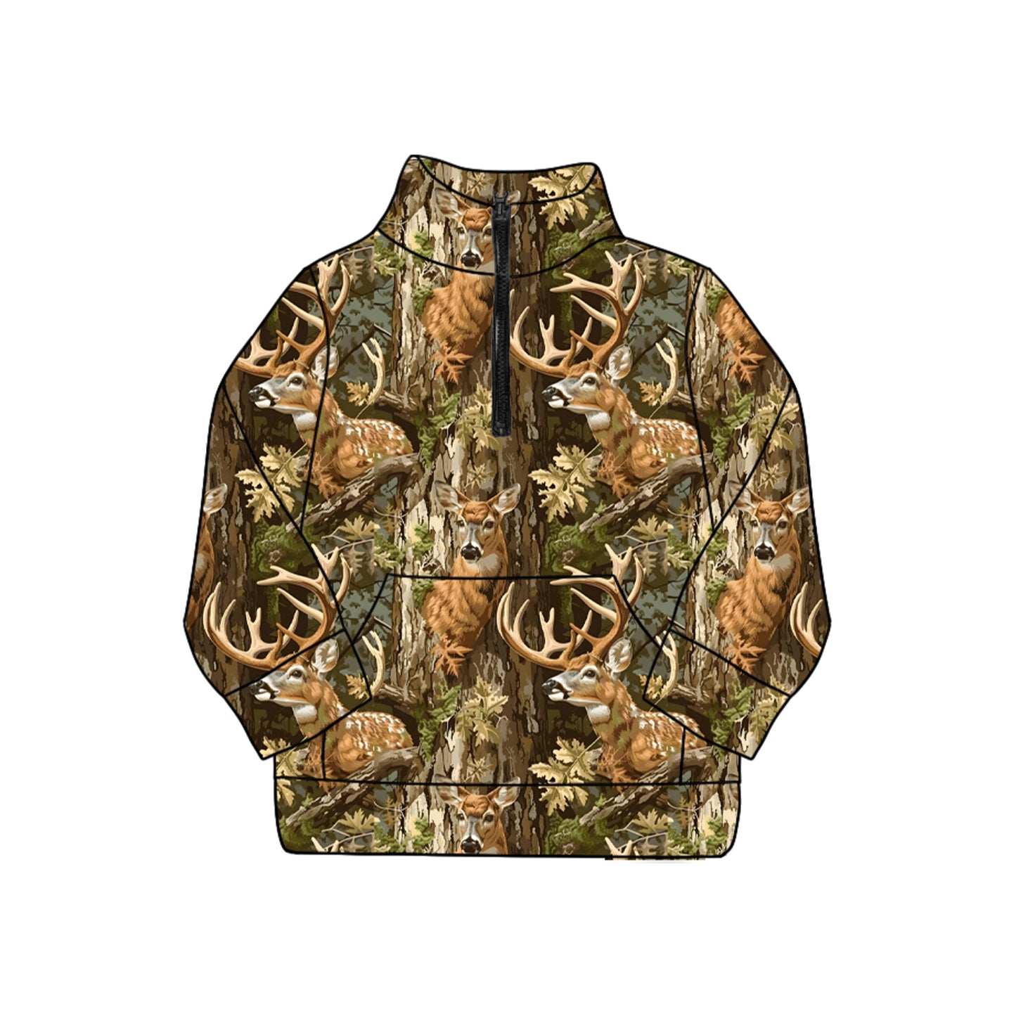 Adult women deer camo long sleeve pullover top preorder