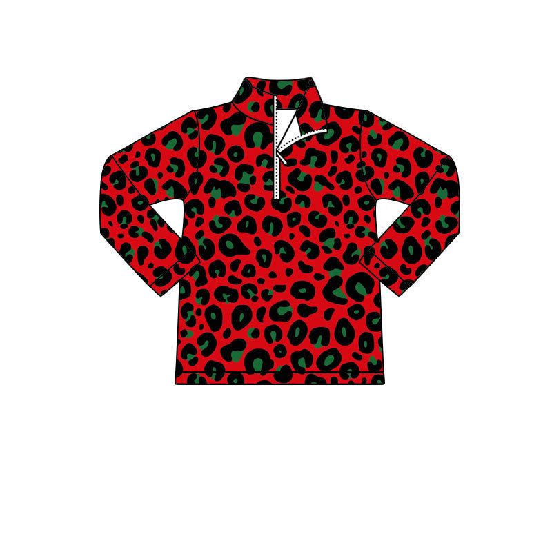 Christmas leopard long sleeve pullover top preorder