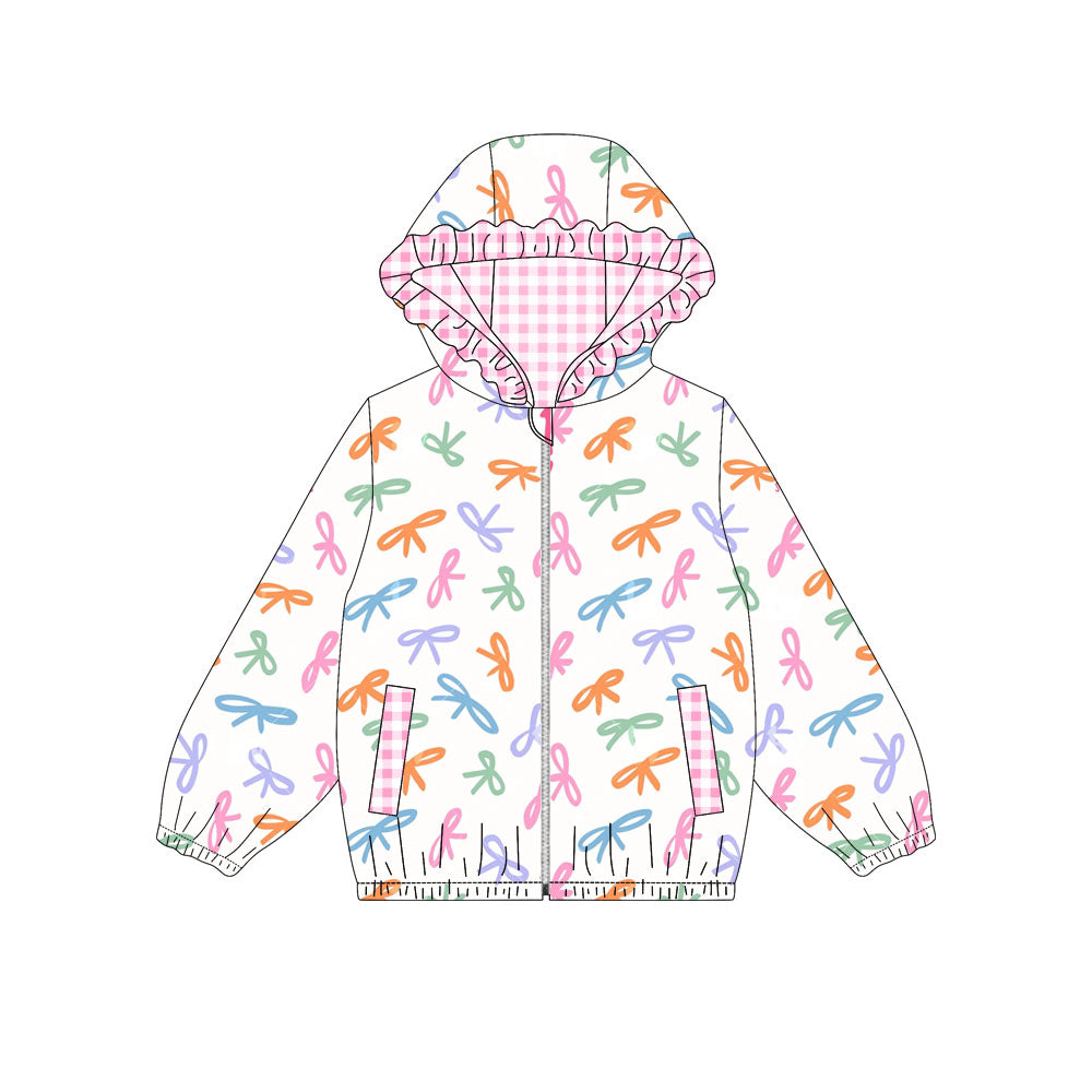 Colorful Bow design girls long sleeve hoodie top preorder