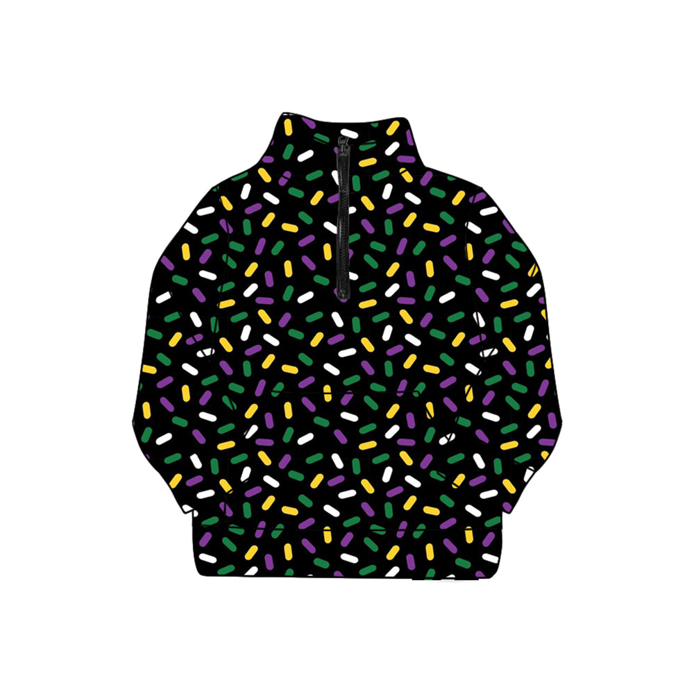 Adult women Mardi Gras long sleeve sprinkle yoga pullover top preorder