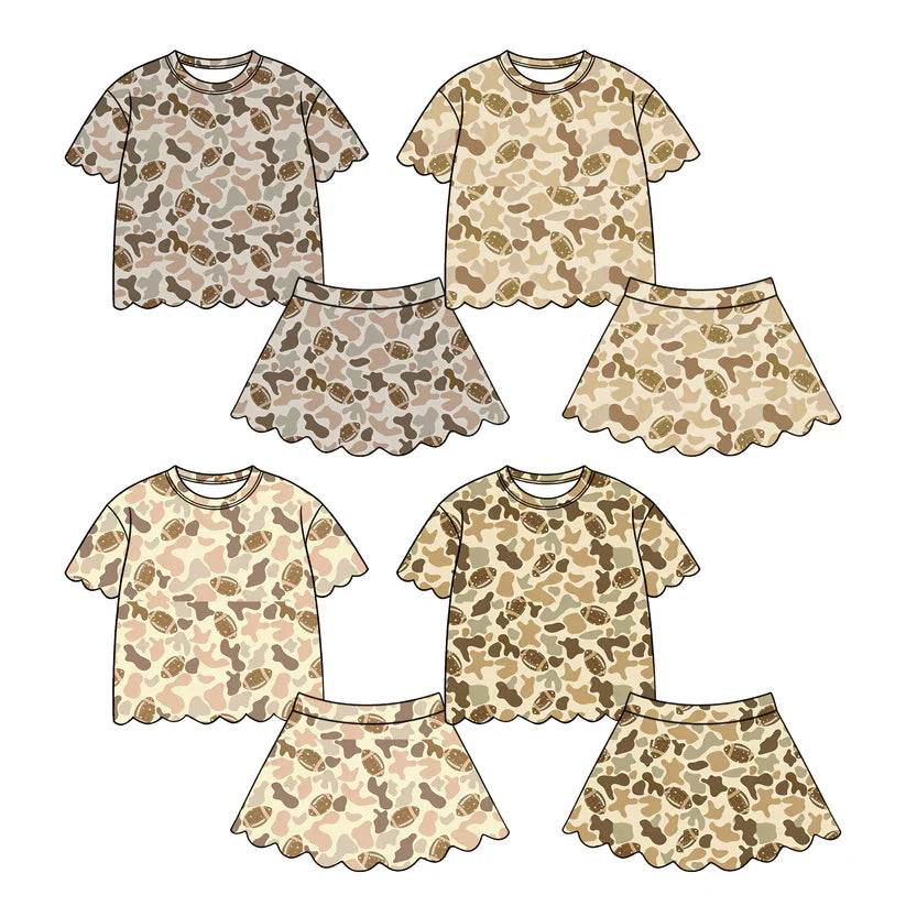 Toddle girls wholesale custom football team design short sleeve skirt set
