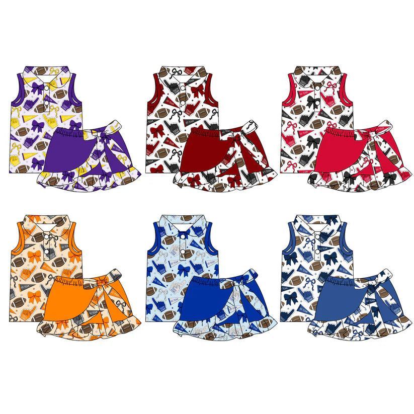 Toddle girls wholesale custom football team design skirt set