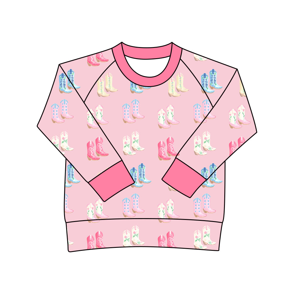 Western boots girls long sleeve t-shirt top preorder