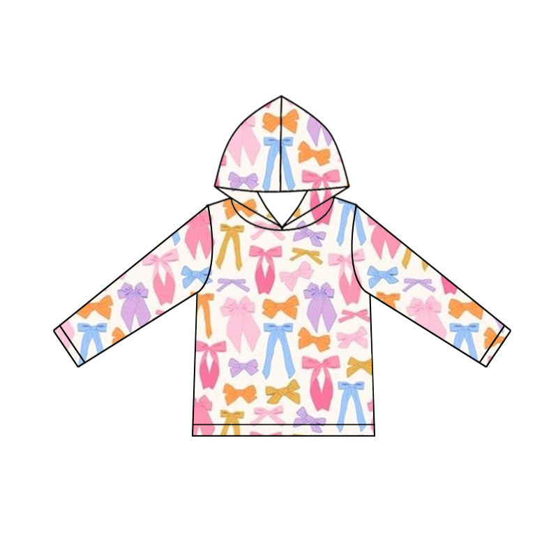 Colorful bow girls long sleeve hoodie top preorder