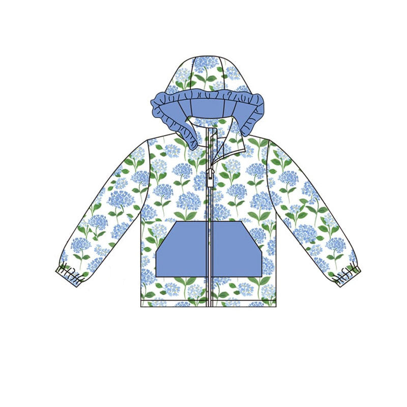 Blue floral girls long sleeve hoodie top preorder