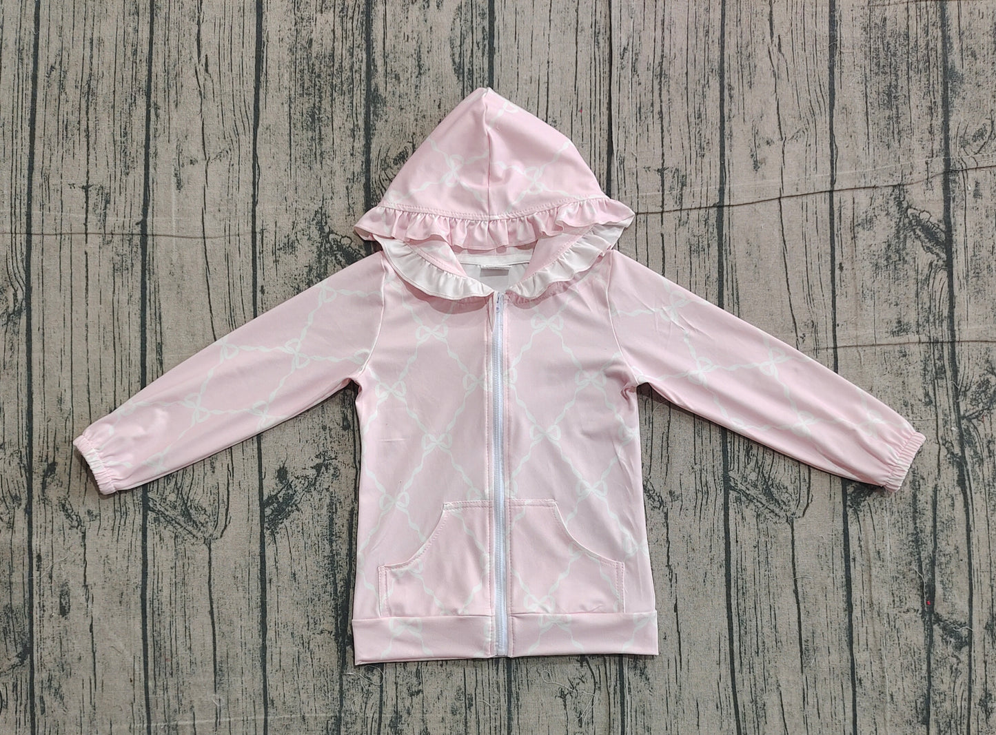 Pink bow girls long sleeve hoodie top preorder