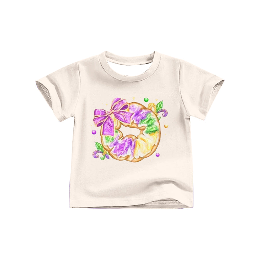 Mardi Gras bow design girls short sleeve top preorder
