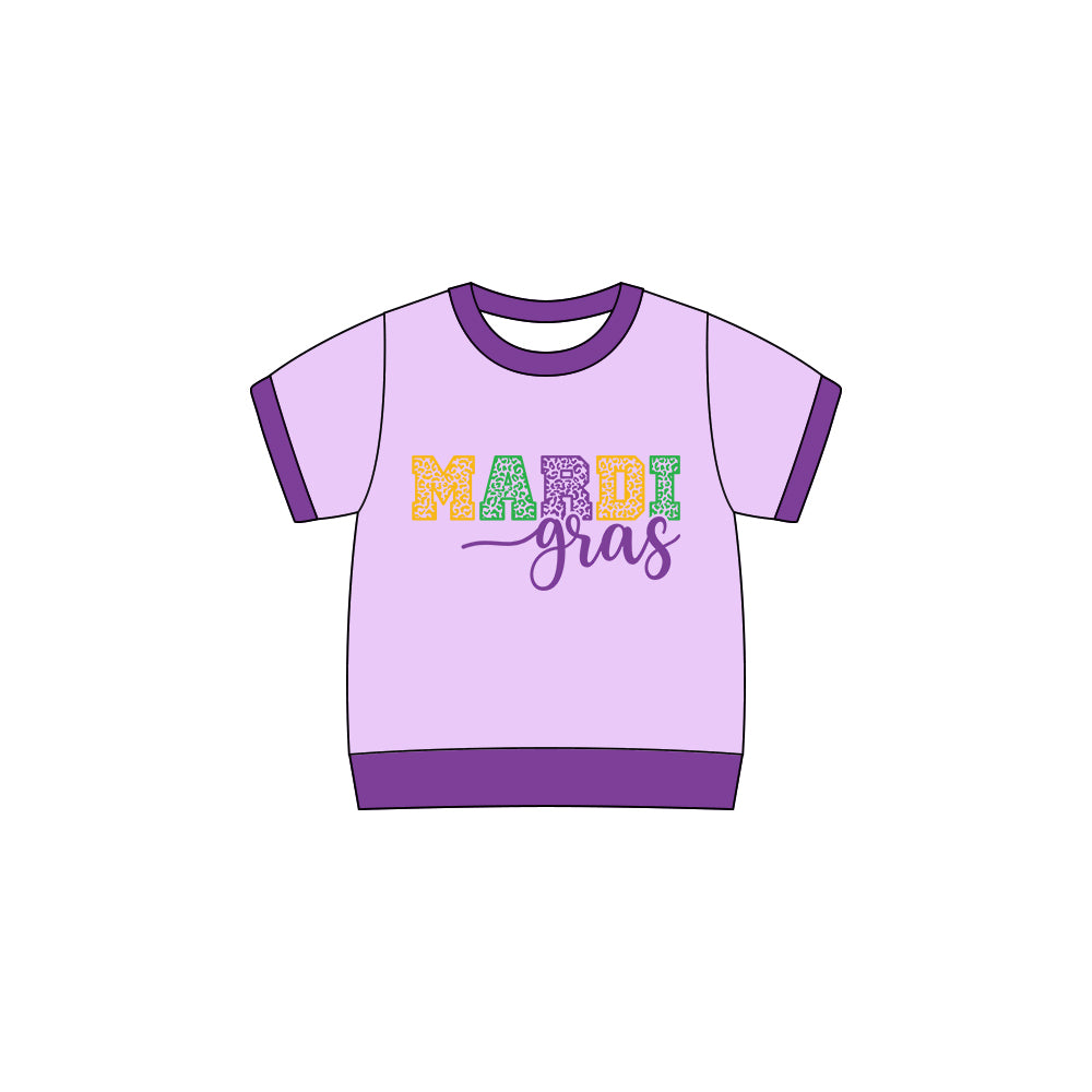 Mardi Gras girls short sleeve top preorder