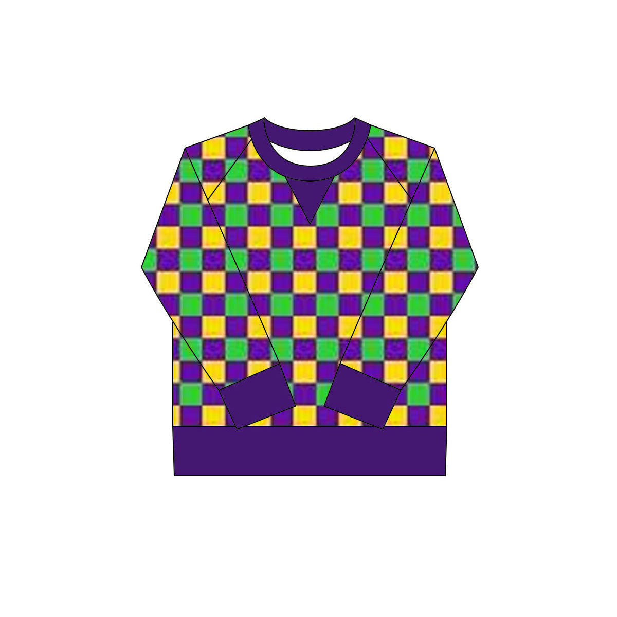 Mardi Gras girls long sleeve plaid t-shirt top preorder