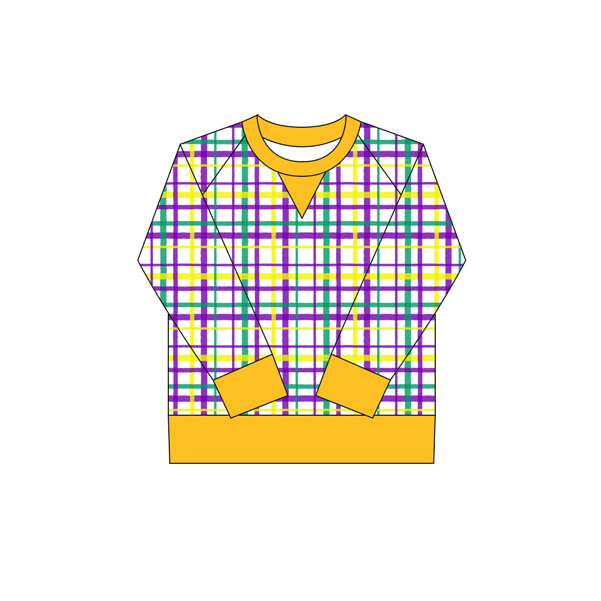 Mardi Gras girls long sleeve plaid t-shirt top preorder