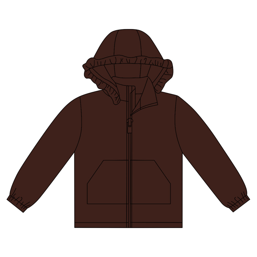 Brown color kids girls long sleeve cotton hoodie top preorder