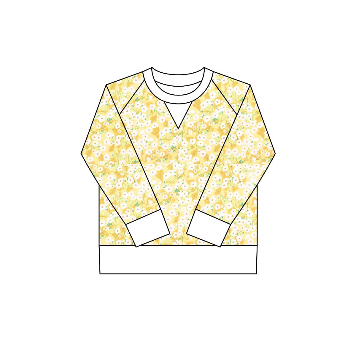 Yellowe flowers kids girls long sleeve t-shirt top preorder