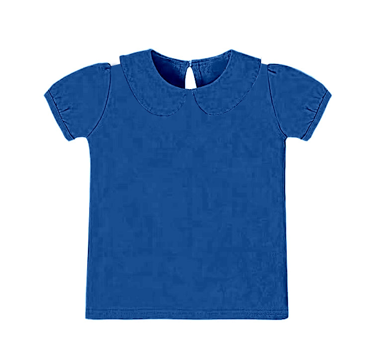Blue color kids short sleeve yoga t-shirt top preorder