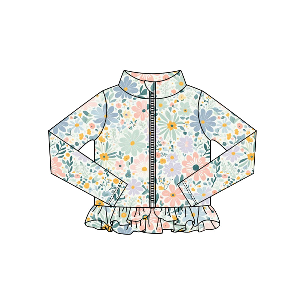 Girsl pink blue flowers yoga t-shirt top preorder