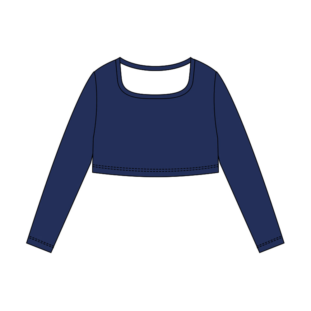 Girls navy long sleeve yoga top preorder