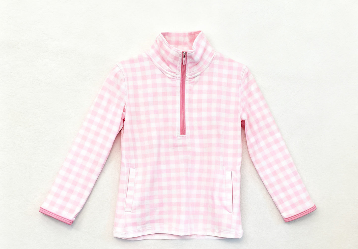 Pink plaid kids long sleeve yoga top preorder