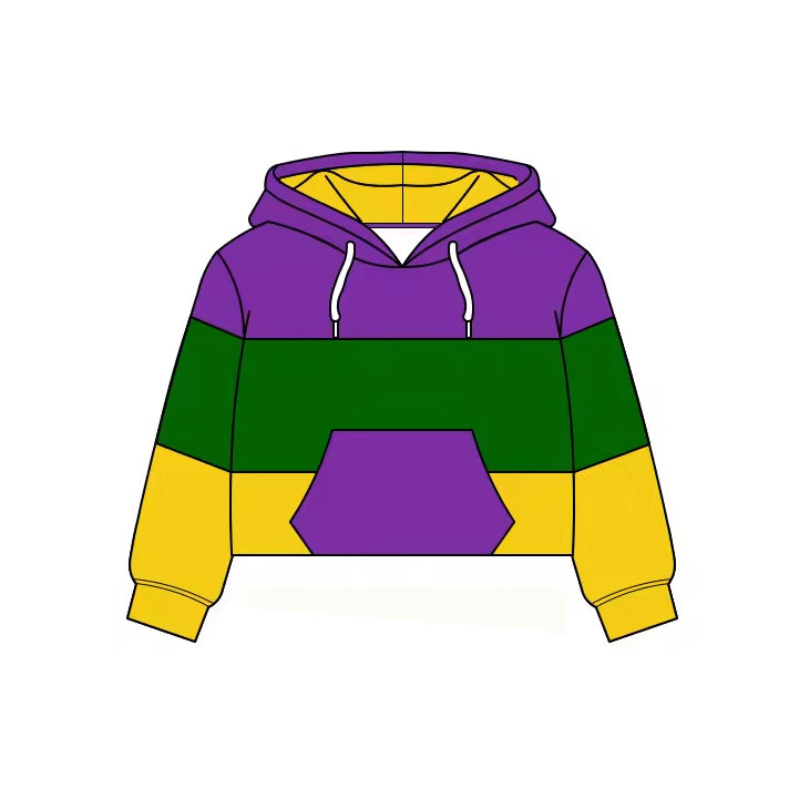 Mardi Gras girls long sleeve yoga hoodie top preorder
