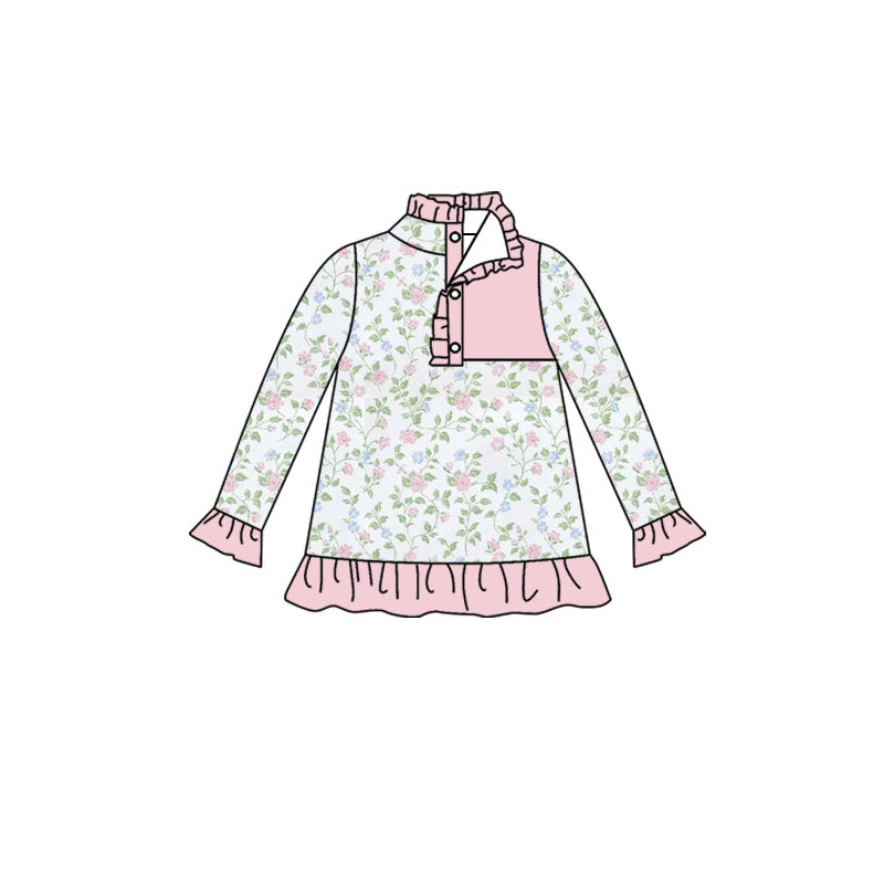 Flowers print kids long sleeve pullover top preorder