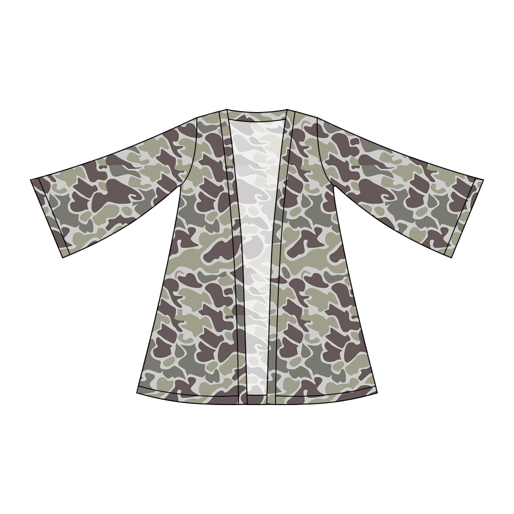 Dark grey camo design girls long sleeve cardigan top preorder