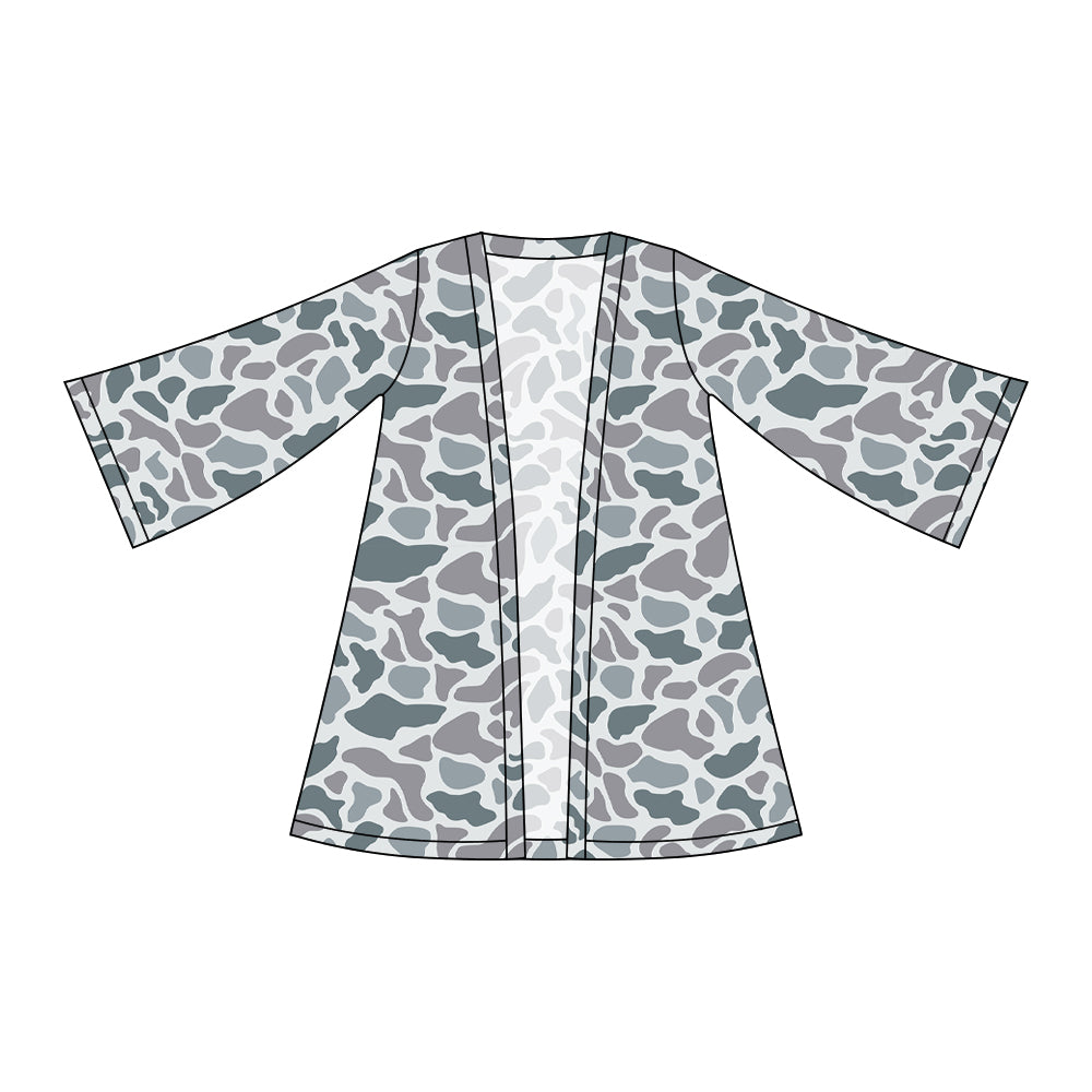 Light grey camo design girls long sleeve cardigan top preorder