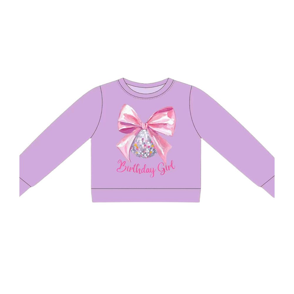Birthday girl pink bow girls long sleeve top preorder