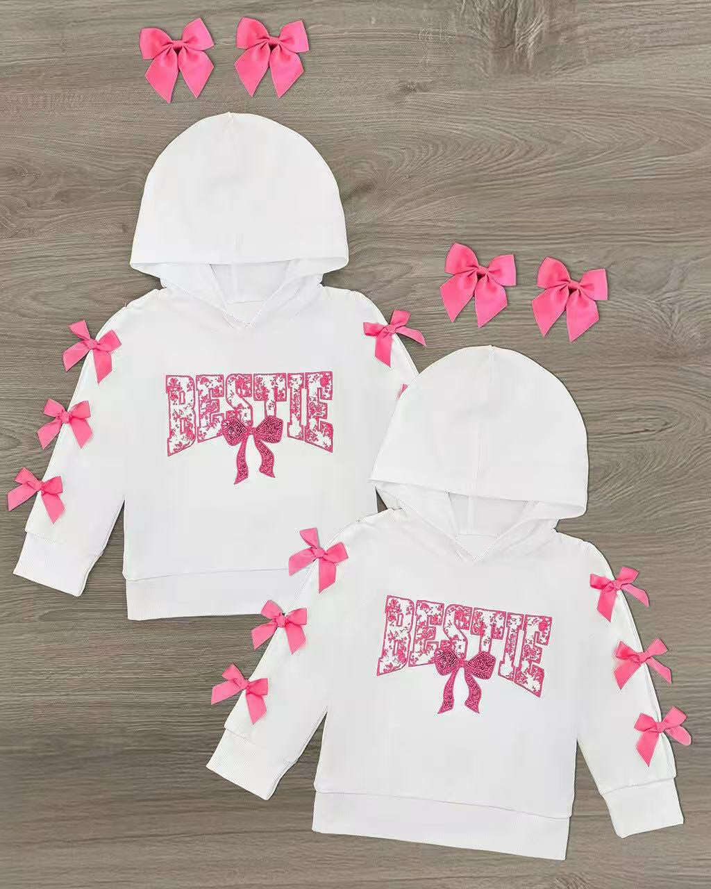 Bestie pink bow girls long sleeve hoodie top preorder