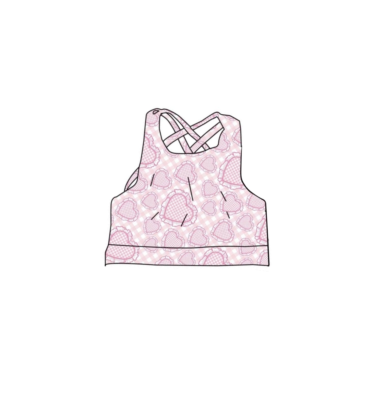 Valentines heart color girls yoga crop top preorder